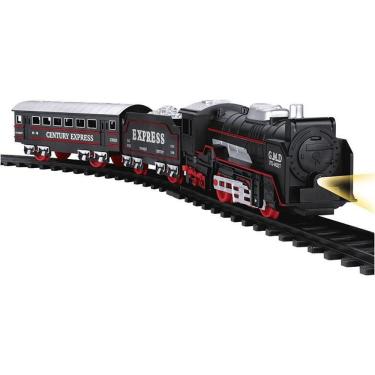 Imagem de Mini Locomotiva a Pilha com Farol Que Acende e Sons Realistas de Trem Preto Braskit