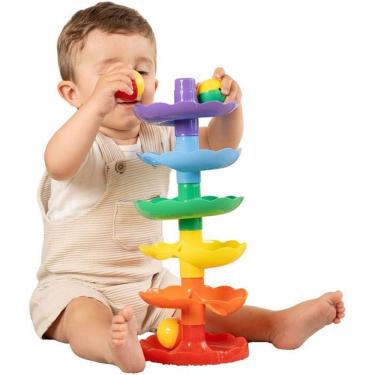 Imagem de Brinquedo Educativo Rola Bola Mundo Curioso Torre de Rampas Coordenação Motora GGB Plast
