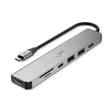 Imagem de Hub USB-C 7 em 1 Multifuncional, USB-C, PD, USB 3.0, USB 2.0, SD, TF, 