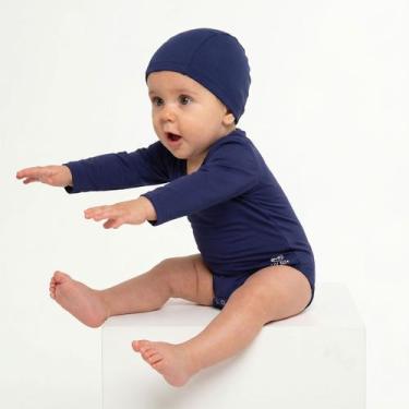 Imagem de Conjunto Body Natação Bebê com Touca Proteção UV 50+ Azul Marinho Ever