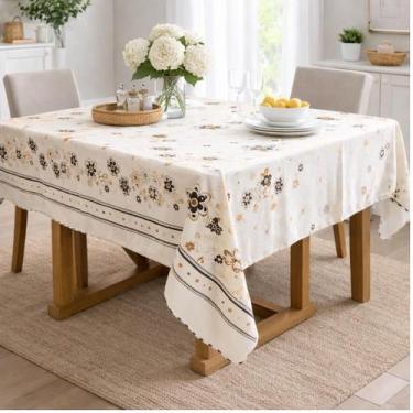 Imagem de Toalha de Mesa 2,00m x 1,40m 6 Lugares Oxford Decoração Cozinha Forro 