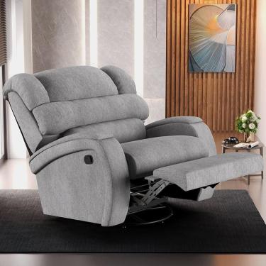 Imagem de Poltrona Reclinável Kylie Glider G23 com Massagem Usb em Linho Cinza Gran Belo