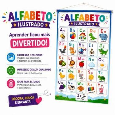 Imagem de Banner Educacional Alfabeto Ilustrado Infantil 1,20x80cm - Molino Comu