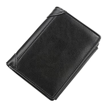 Imagem de Carteira masculina, carteira com dobra tripla, carteira curta para vários cartões, carteira fina para moedas, cáqui