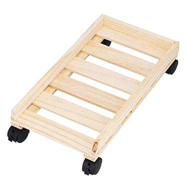 Imagem de Suporte de CPU para computador, suporte de CPU móvel de madeira, durável, pequeno, dissipação de calor para a família para escritório