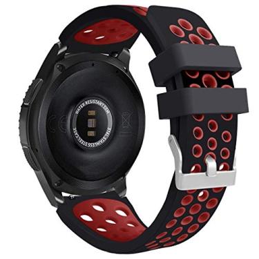 Imagem de Pulseira 22mm Esportiva compatível com Samsung Galaxy Watch 3 45mm - Galaxy Watch1 46mm - Gear S3 Frontier - Amazfit GTR 47mm - Amazfit GTR 2 - Amazfit GTR 3 PRO - Marca LTIMPORTS (Preto/Vermelho)