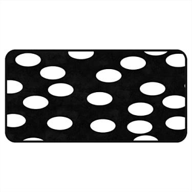 Imagem de Tapetes de cozinha modernos brancos e pretos com bolinhas, tapetes e tapetes antiderrapantes para cozinha, chão de casa, escritório, pia, lavanderia, 182 x 61 cm