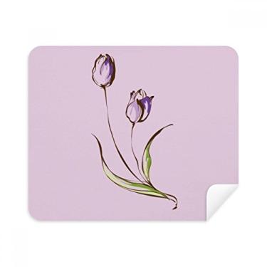 Imagem de Pano de limpeza Tulipa Greenery Purple Flower Limpador de tela 2 peças de tecido de camurça