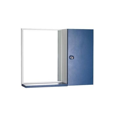 Imagem de Espelho Com Armário Para Banheiro Cor Branco E Azul 