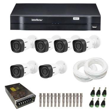 Imagem de Kit CFTV 6 Câmeras Infra 720p Intelbras VHD 1010B G3 + DVR Intelbras Multi HD + Acessórios