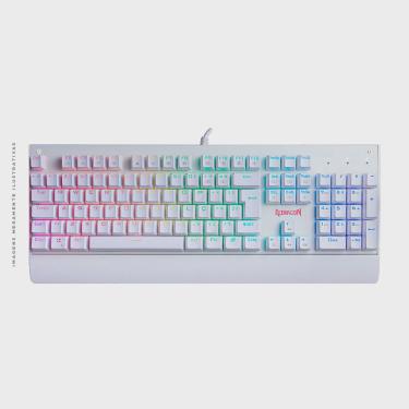 Imagem de Teclado Mecânico Gamer Redragon Kala Lunar rgb, Switch Blue, ABNT2, Branco - K557W-RGB pt-blue