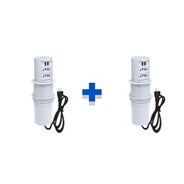 Imagem de Kit 2 Torres De Tomada Totem Slim Manual 2 Tom 10A 2USB 4.9A COR:BRANCO