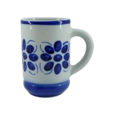 Imagem de Caneca 350 Ml Colonial Em Porcelana Azul E Branca Monte Sião - Porcela