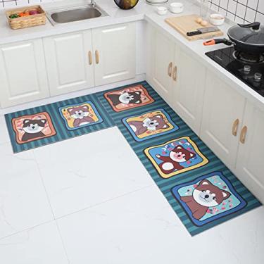 Imagem de Tapete de cozinha Tapetes de conforto 2 peças de couro à prova d'água à prova de óleo conjunto de tapetes antiderrapantes tapete acolchoado antifadiga 16x24 polegadas + 16x47 polegadas