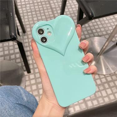Imagem de Capa de telefone de coração de amor bonito doce para iPhone 11 12 Pro XS Max X XR SE 7 8 Plus Capa traseira macia brilhante, azul céu, para iPhone 11Pro