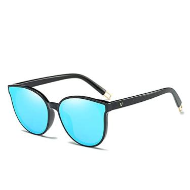 Imagem de Moda Cor Luxo Flat Top Cat Eye Elegante Óculos de Sol Mulher Óculos De Sol Masculino Feixe Gêmeo Óculos de Sol Grandes UV400,preto azul,A