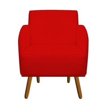 Imagem de Poltrona Decorativa Laura Pés Palito Suede Vermelho