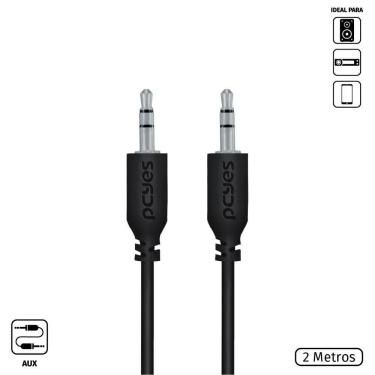 Imagem de Cabo P2 3.5Mm Macho Para P2 3.5Mm Macho 28Awg Puro Cobre 2 M