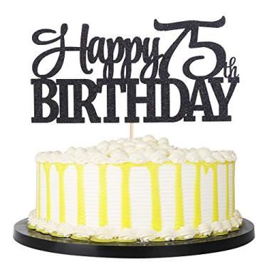 Imagem de PALASASA Black Glitter Happy 00th Birthday cake topper - Decoração de festa de aniversário 00, 75th