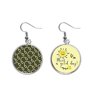 Imagem de Fone de ouvido Music Stamp Pattern Ear Drop Sun Flower Brinco Joias Moda, Medium, Metal