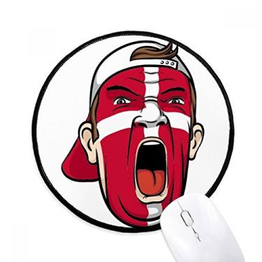 Imagem de Boné de cabeça de maquiagem facial bandeira da Dinamarca tapete de mouse desktop escritório tapete redondo para computador