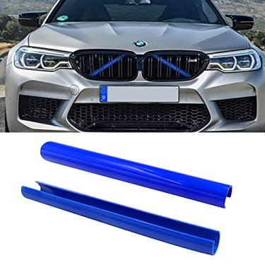 Imagem de Jaronx Compatível com acabamentos de inserções de grelha BMW para séries 1 2 3 4 5 6 7, F20 F22 F30 F32 G30 G32 G11 G12, compatível com BMW V Brace Wrap Covers Blue Grill Stripes Wrap(azul)