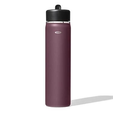 Imagem de OXO Garrafa de água de granada roxa de boca larga de 680 g com tampa de canudo