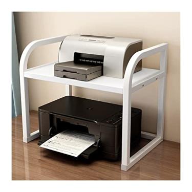 Imagem de KIZQYN Suporte de impressora suporte de mesa para impressora de camada dupla prateleira de mesa com almofadas antiderrapantes para organizador de espaço de escritório rack de armazenamento banco prateleira de mesa impressora de mesa (cor: 1, tamanho: G)