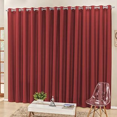 Imagem de Cortina 3 Mts Sala Quarto Escritório Semiblackout para Varão Vermelha