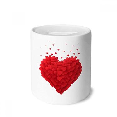 Imagem de DIYthinker Caixa de dinheiro em forma de corações vermelhos para dia dos namorados, porta-moedas de cerâmica, presente de cofrinho