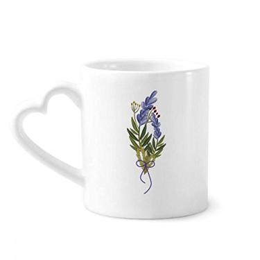 Imagem de Caneca azul de flor de lavanda, caneca de café de cerâmica copo de coração de vidro