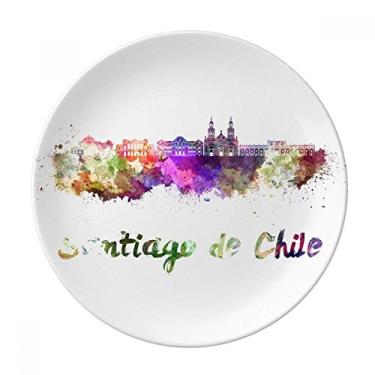 Imagem de Santiago De Chile City Prato de Sobremesa Decorativo Porcelana 20,32 cm Jantar Casa