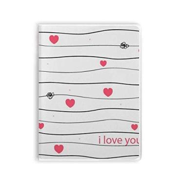 Imagem de Diário de capa macia para caderno com coração rosa I Love You Line Dia dos Namorados