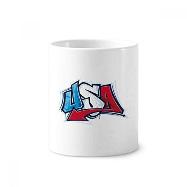 Imagem de USA American Style Words Graffiti porta-caneta escova de dentes caneca, suporte de cerâmica