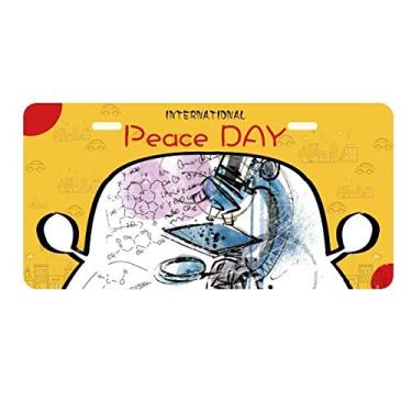 Imagem de DIYthinker Placa de licença de microscópio Chemistry Kowledge etiqueta decoração de carro dia da paz