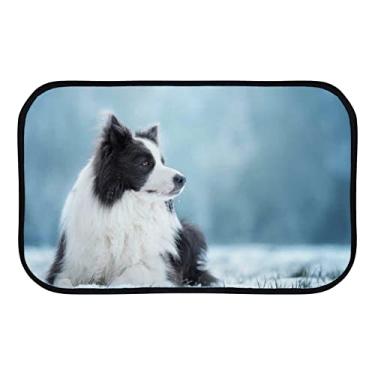Imagem de DreamBay Tapetes de porta para entrada tapetes macios 78,7 x 50,8 cm, preto e branco cachorro na neve tapete antifadiga em pé interior ao ar livre capacho de boas-vindas para sala de estar quarto