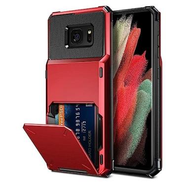 Imagem de Carteira com 5 cartões de identificação Slot para cartão de crédito Flip Hidden Pocket Case para Samsung S7 S8 S9 S10 S20 S21 S22 S23 Ultra Plus S23 Cover, vermelho, para Galaxy S10 Plus