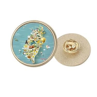 Imagem de Viagem Taiwan Area China Art Deco Fashion Round Metal Golden Pin Broche Clip, Medium, não aplicar
