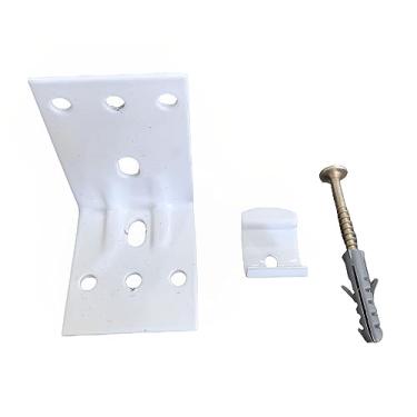 Imagem de Kit 3 suportes em L para trilho suíço simples com presilha Branco - Instalação parede