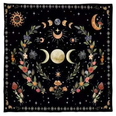 Imagem de Toalha Adivinhações Fases Da Lua Flor Astrologia Cartas Tarô Toalha Altares Pano Adivinhações Acessórios Jogo Cartas Adivinhação Pano Decoração Parede Acessórios