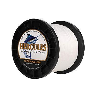 Imagem de Hercules linha de pesca trançada super fundida 8 fios de 10 lb a 300 lb teste para água salgada, 109/328/547/1094 jardas (100 m/300 m/500 m/1000 m), diamante.#0,12 mm-1,2 mm, desempenho de alto nível, cores variadas, Pesca esportiva, Branco, 300LB-1.20MM-328YDS(300M)-8 STRANDS