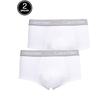 Imagem de Kit 2pçs Cueca Calvin Klein Underwear Slip Logo Branco Calvin Klein Underwear MAS8510 masculino