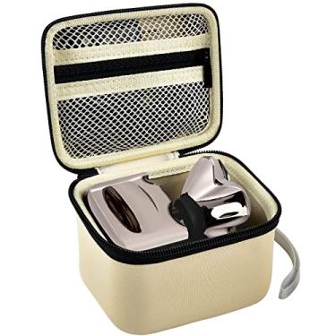 Imagem de Capa para barbeador de caveira elétrico Pitbull Pro lâmina, máquina de barbear de cabeça masculina giratória de viagem dura caixa de armazenamento com bolso de malha com zíper para homens Gold Pro Bigode Grooming Kit, apenas bege