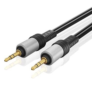 Imagem de Cabo de áudio TNP premium banhado a ouro 3,5 mm (50 pés) – conector de cabo adaptador de conector de cabo auxiliar auxiliar AUX macho para macho para iPhone iPod iPad, tablet Android Smartphone, sistema de carro doméstico