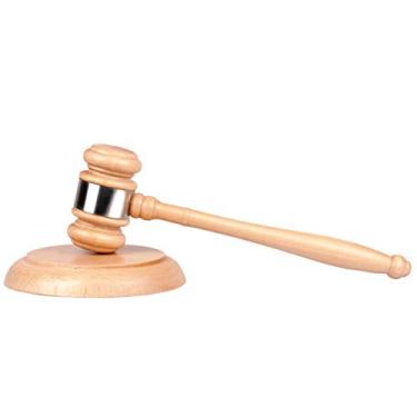 Imagem de Conjunto de martelo de madeira e bloco de som, martelo de madeira feito à mão Tiberham com bloco redondo para venda de leilão de juízes advogados estudantis