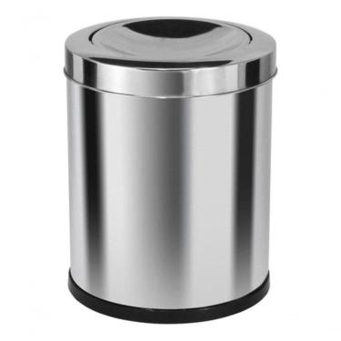 Imagem de Lixeira Emaço Inox Com Tampa Meia Esfera 22 Litros Cinza