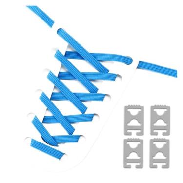 Imagem de Elastic No Tie Shoe Laces Anchors Flat Shoelace Lock Clip for Adults and Kids Tieless Shoelaces for Sneakers(Sky blue)