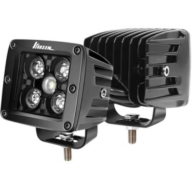 Imagem de Cubo de luzes LED 2 peças, KARSAM 7,6 cm 50 W branco LED Cubos barra de luz à prova d'água farol de neblina feixe de luz LED quadrado de trabalho com suporte ajustável para caminhão, caminhonete,