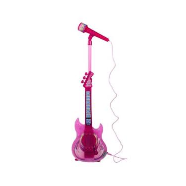 Imagem de Guitarra Com Microfone, Wellmix, Rosa, P2, 8008