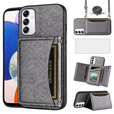 Imagem de Asuwish Capa de telefone para Samsung Galaxy A14/M14 5G capa carteira com protetor de tela de vidro temperado e suporte para cartão, slot de couro PU, acessórios para celular de crédito A 14 4G 14 A